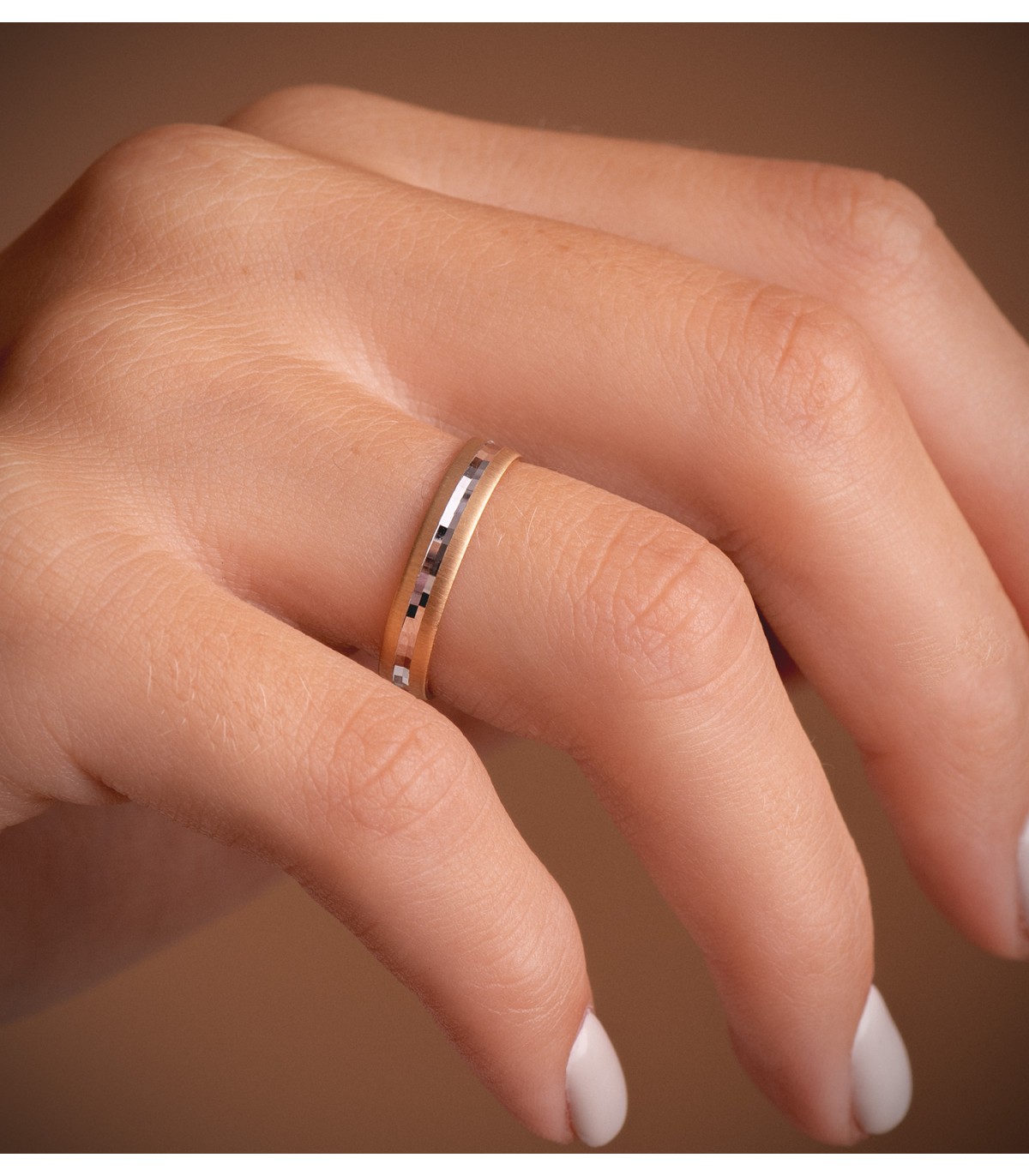 Anillo compromiso oro bicolor 18 kilates. Joyería online, Alda Joyeros.