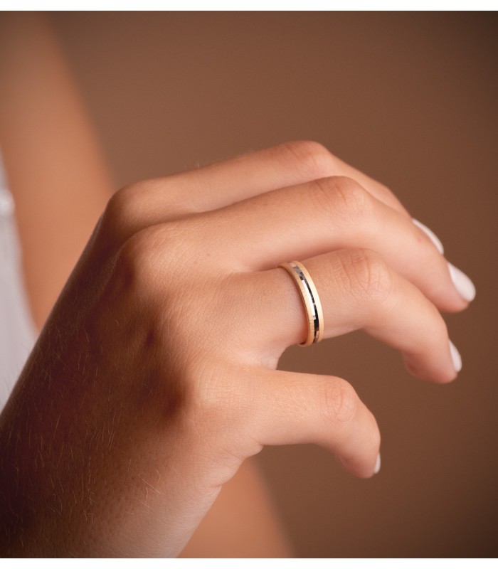 Anillo compromiso oro bicolor 18 kilates. Joyería online, Alda Joyeros.