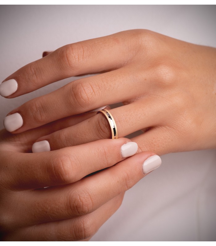 Anillo compromiso oro bicolor 18 kilates. Joyería online, Alda Joyeros.