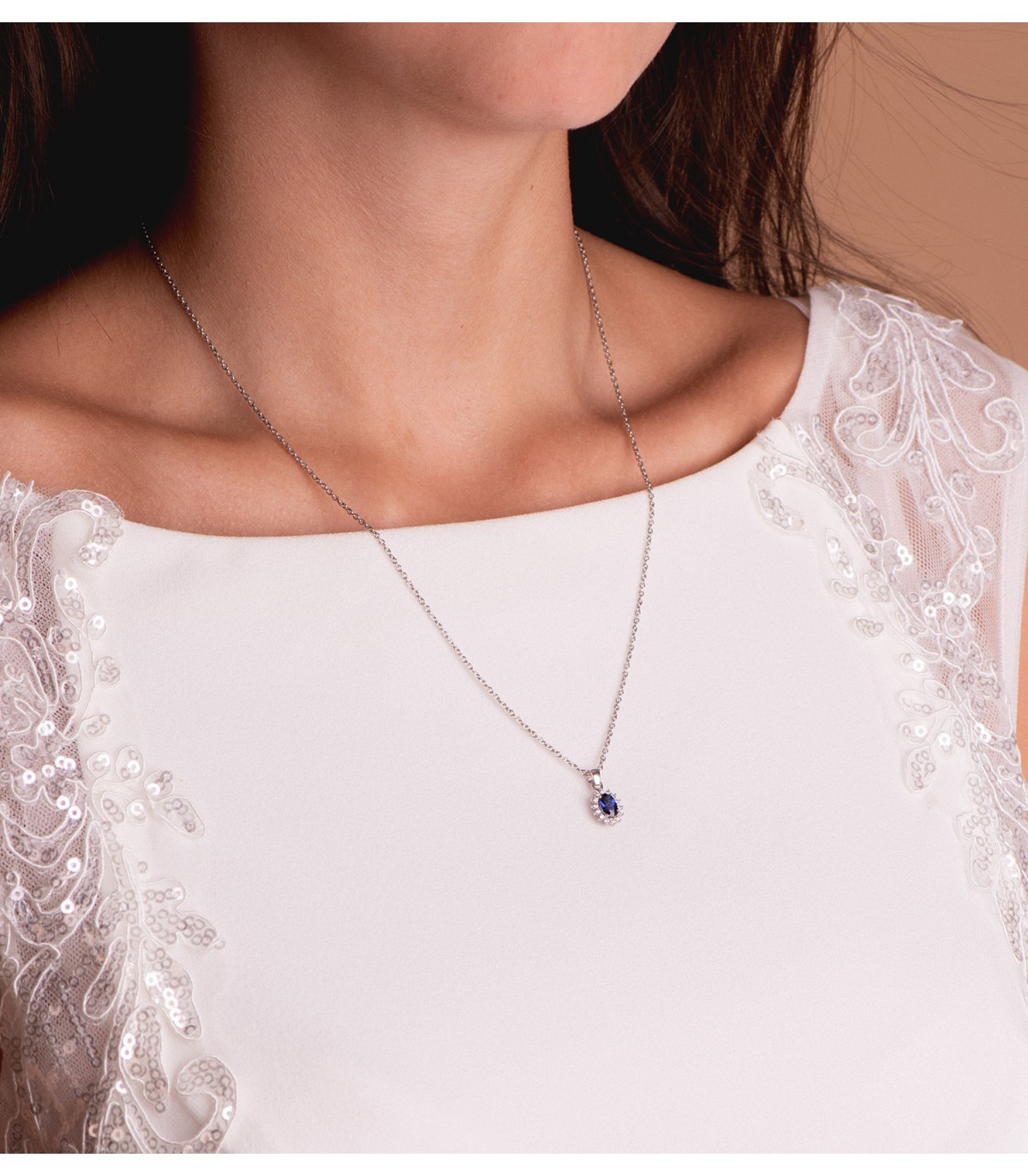 Anhänger Jasmin Saphir & Diamant 750 Weißgold
