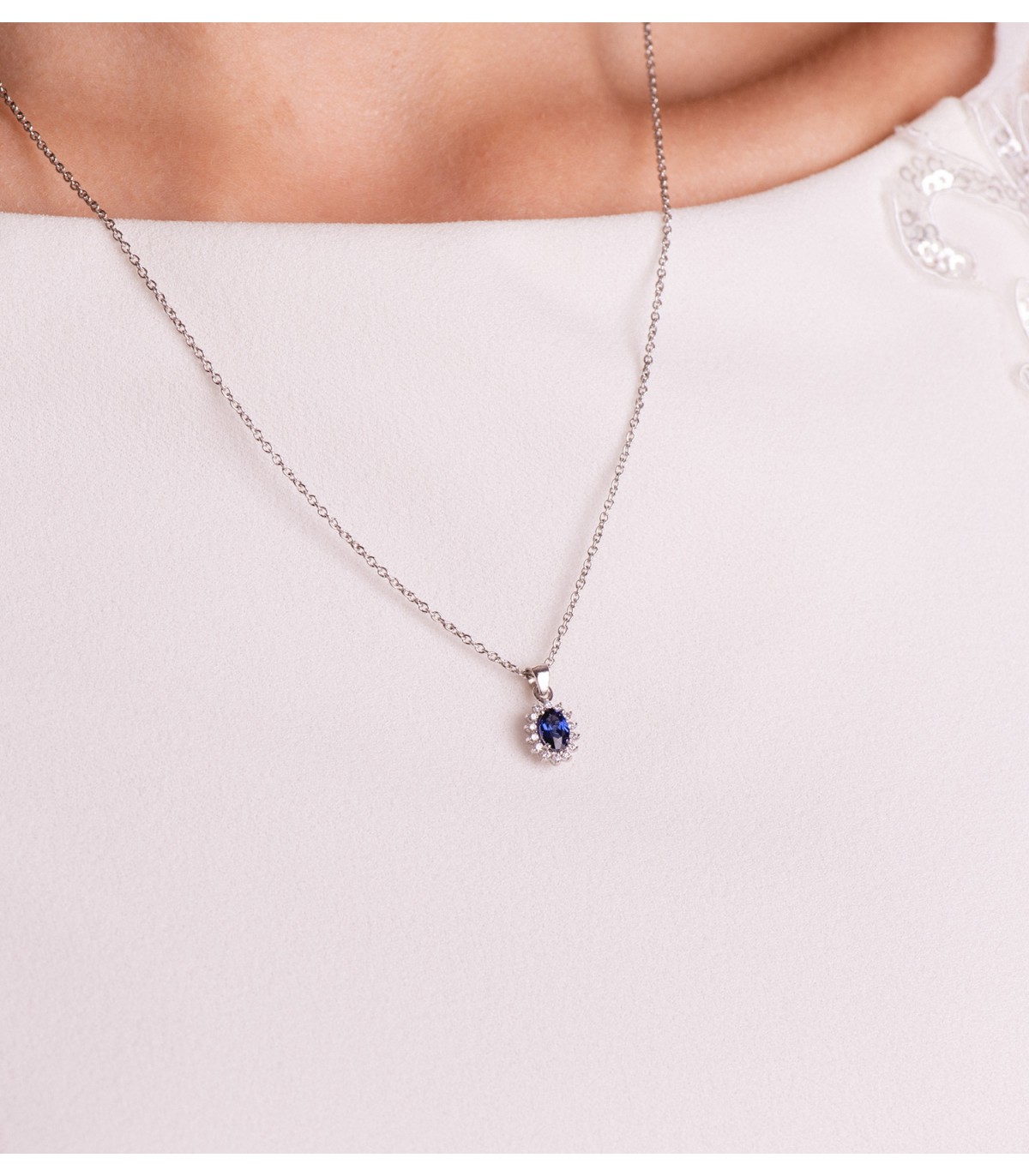 Anhänger Jasmin Saphir & Diamant 750 Weißgold