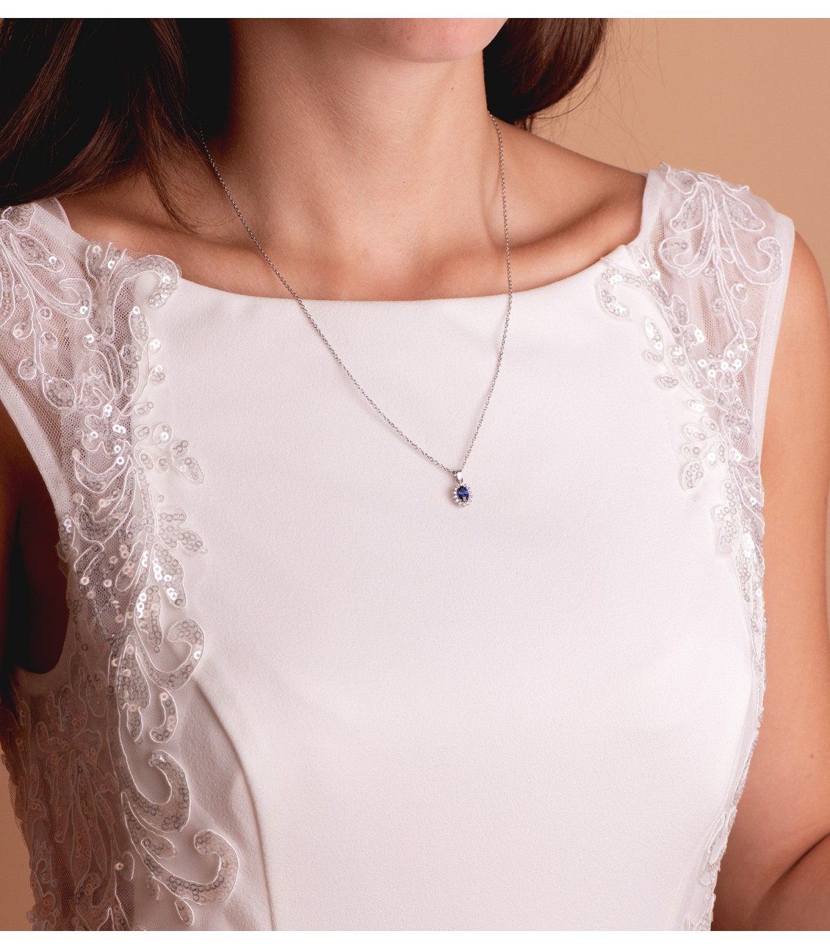 Anhänger Jasmin Saphir & Diamant 750 Weißgold