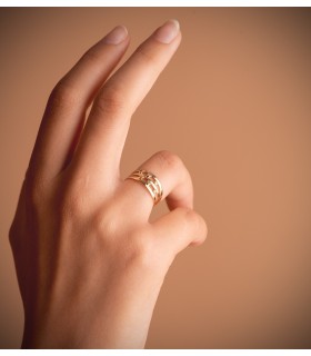 Anillo White Band Oro amarillo 18K -  sortija de bandas con piedras, joyas online de oro para mujer