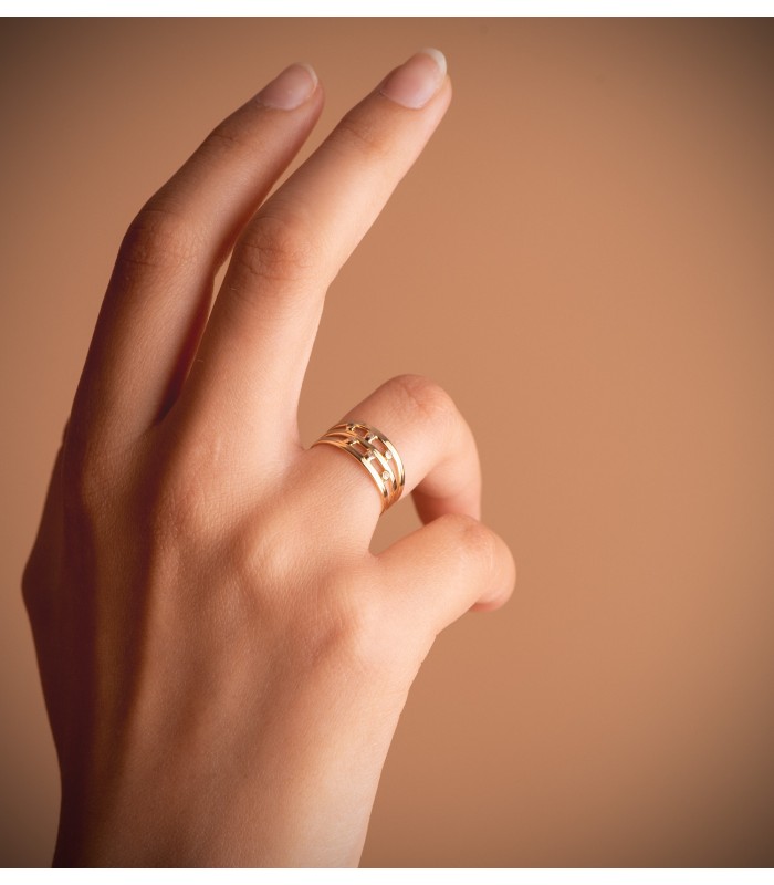 Anello White Band oro giallo 18kt