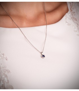 Ciondolo Idril oro bianco 18kt diamanti e zaffiro