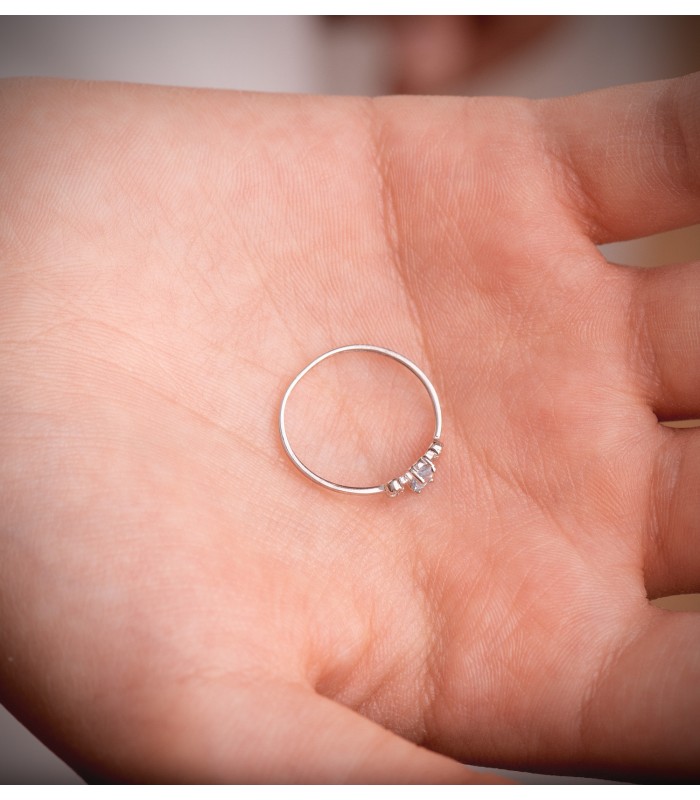 Bague Bacall Or Blanc 18K Aigue-Marine et Diamants