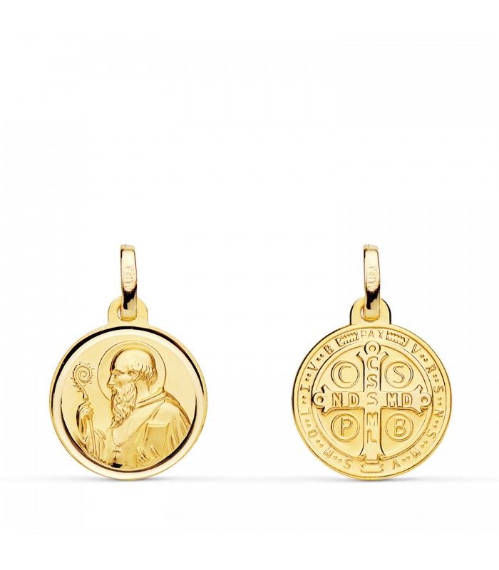 St. Benedikt Medaille Anhänger 18K Gold P8097-114