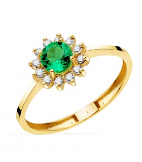 Anillo Idril Oro amarillo 18K Diamantes y Esmeralda