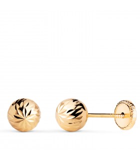 Pendientes oro amarillo Annunziata bola tallada 6 mm 18 Ktes