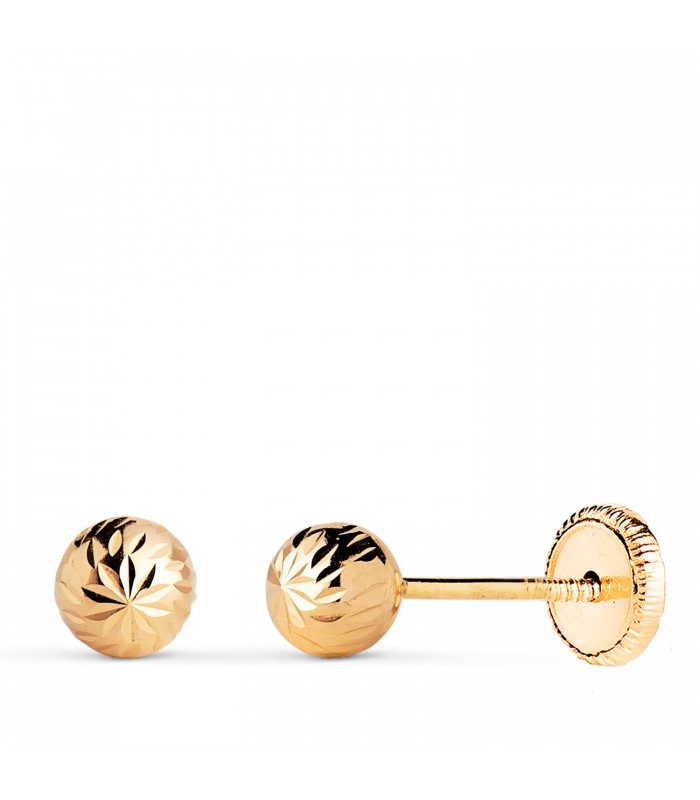 Pendientes oro amarillo Annunziata bola tallada 5 mm 18 Ktes