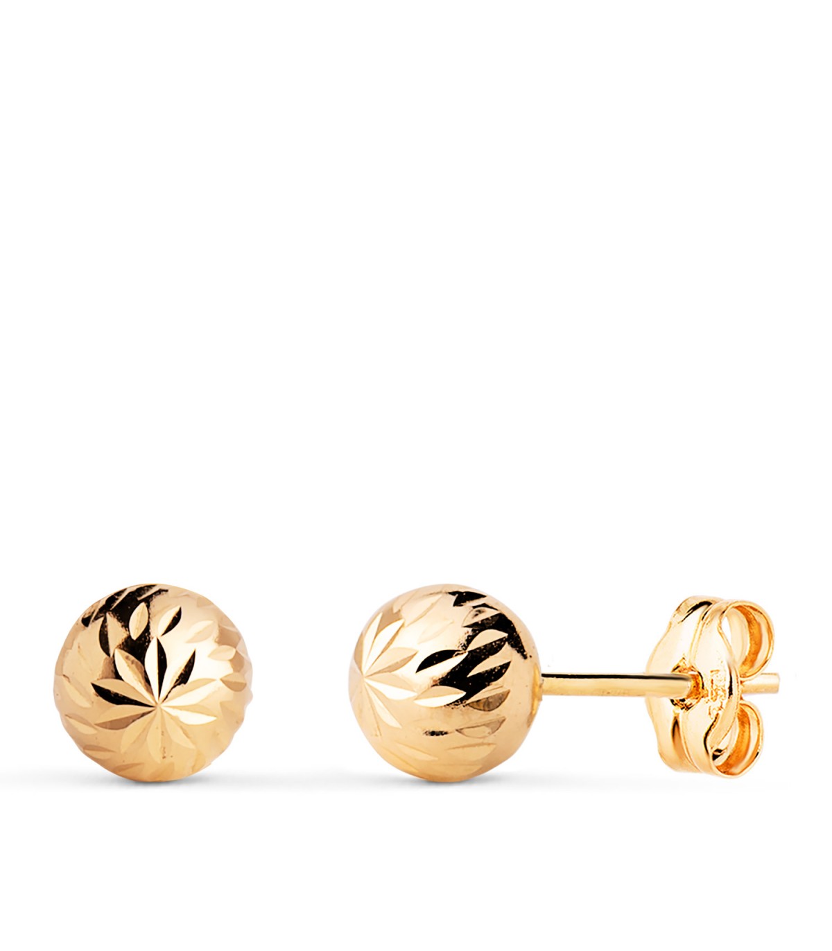 Pendientes oro amarillo Annunziata 6 mm bola tallada 18 Ktes