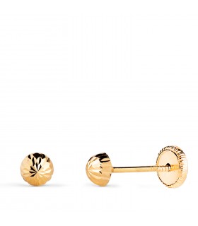 Orecchini neonata oro 18kt 750 Annunzia, forma mezza sfera 4mm, chiusura a perno.