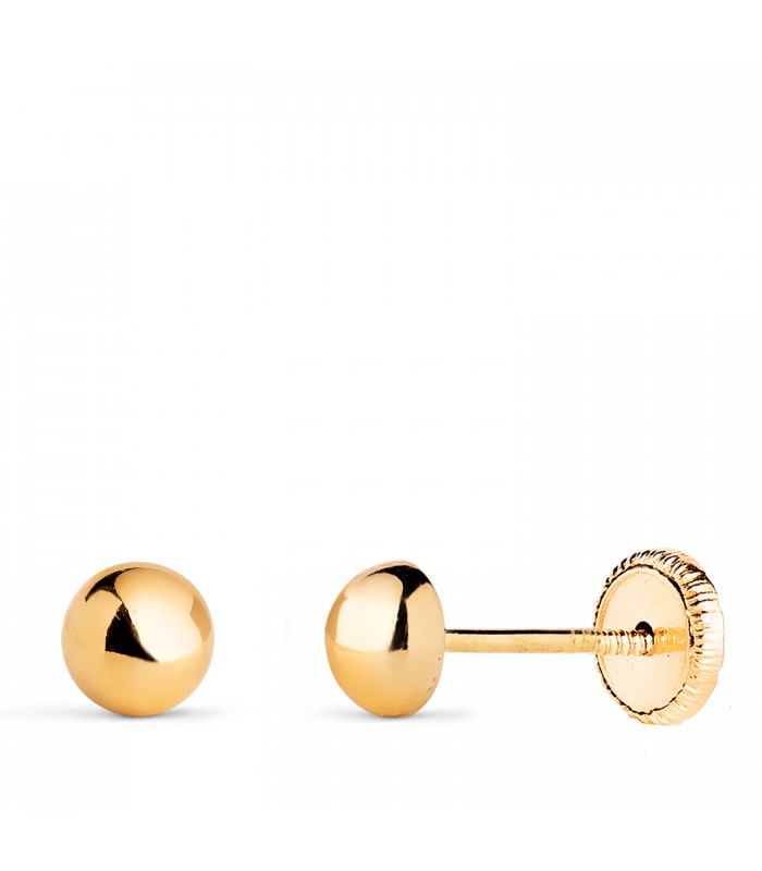 Halbkugel Ohrstecker - Ohrringe, rund, glänzend, 5 mm, 18K Gelbgold | DAMEN / KINDER N7003-5AT