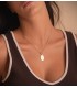 Collana con catena figaro di 2 mm e 45 cm, maglia 3+1 grumetta alternata. Catenina da donna.