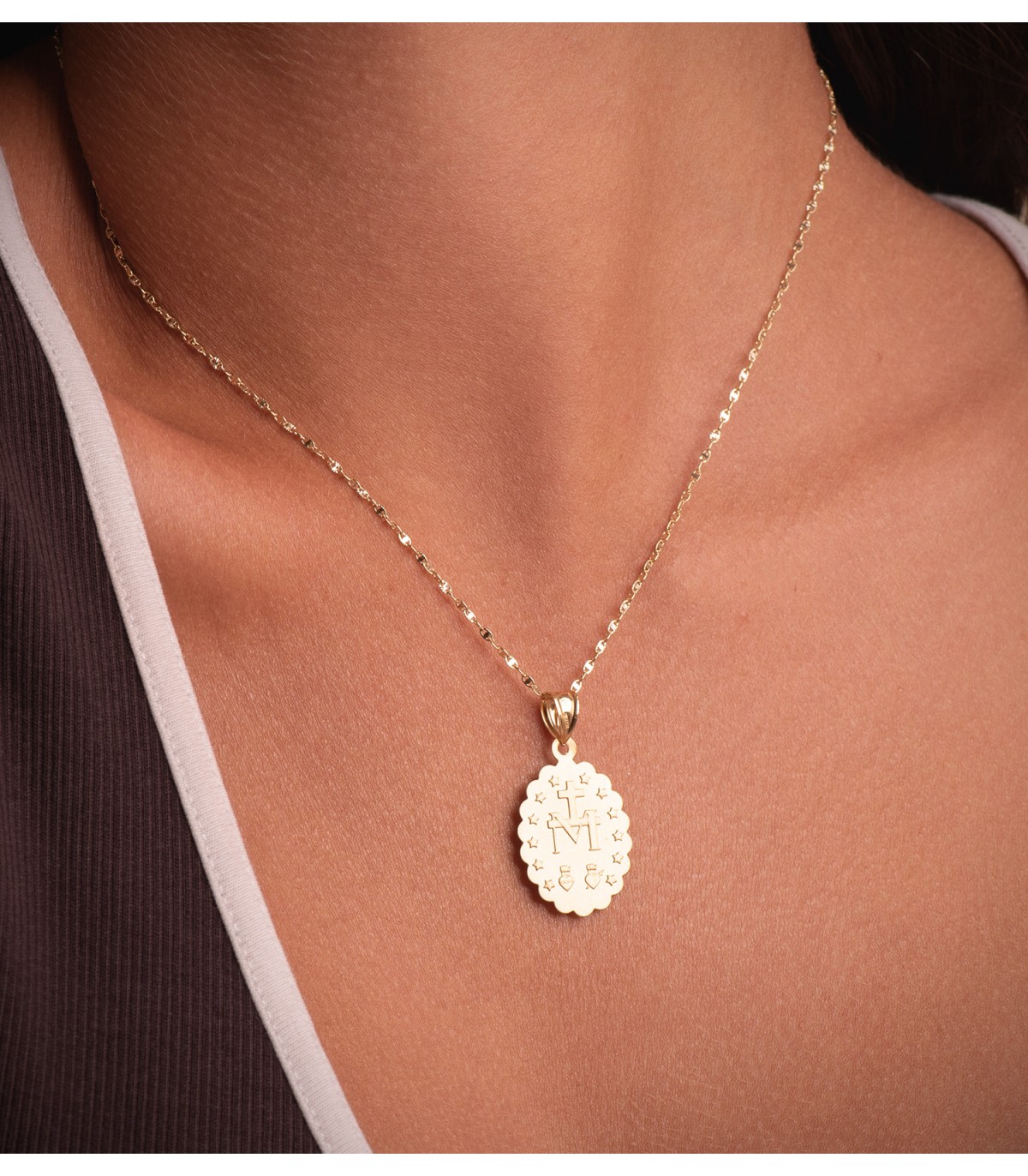 Médaille Vierge Miraculeuse or 18K 18 mm