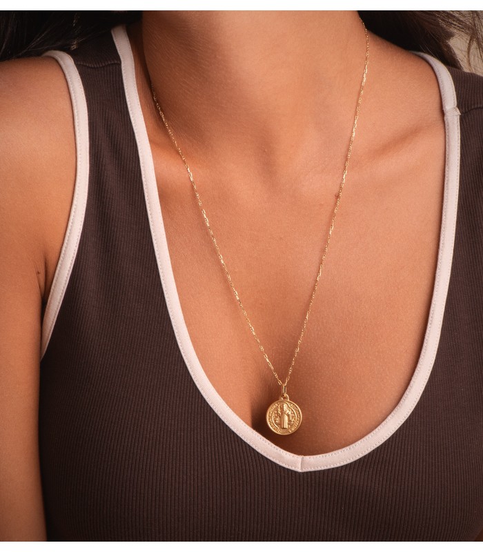 Collana uomo catenina, Catena Forzatina con traversino Oro 18Kt 1,5mm 60cm