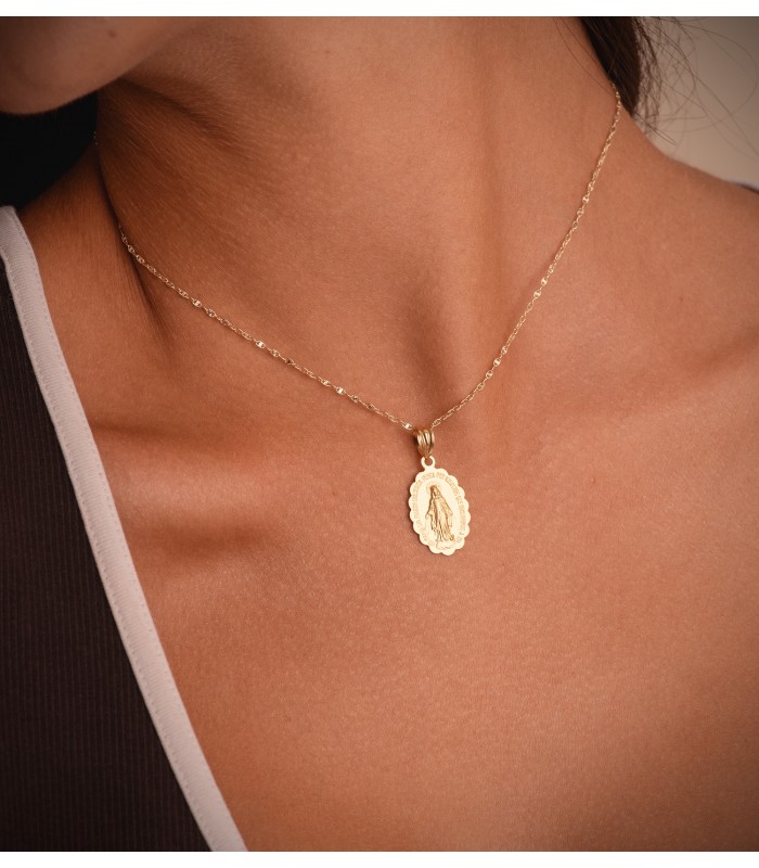 Medaglia Miracolosa oro giallo 18kt, ovale, 20 mm - Medaglietta Madonnina per donna