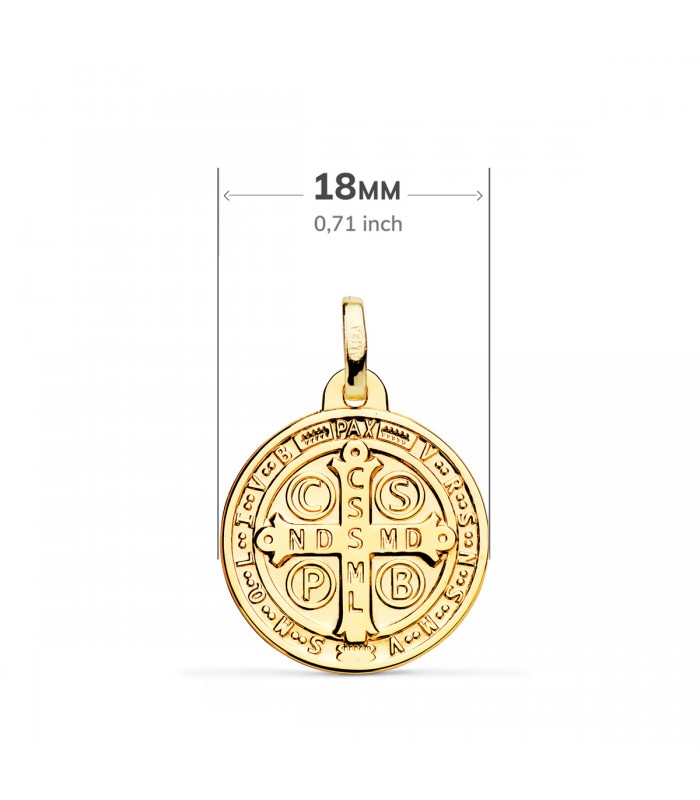 Croix de Saint Benoît, scapulaire en Or jaune 750 18mm Brillant - Médailles Baptême