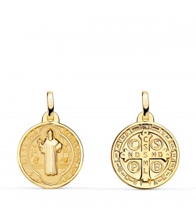 Medaglia di San Benedetto oro 18kt satinata e lucida 16mm