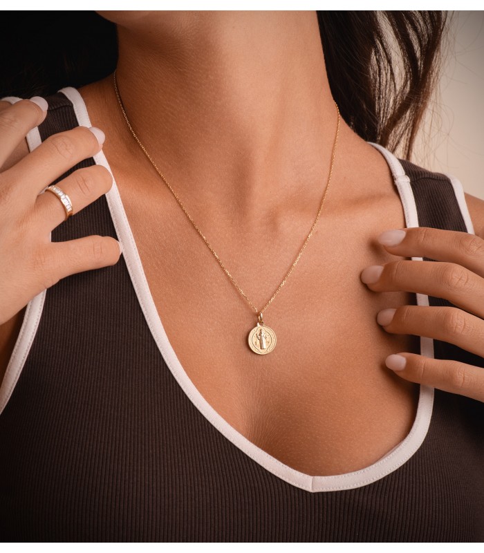 Médaille de Saint Benoit Or 18K Mate et Brillant 16mm