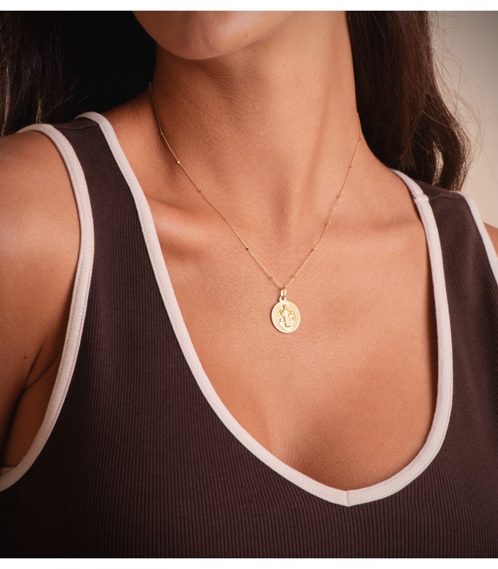 Medaglia di San Benedetto in oro 9Kt - 375/1000 - Medaglie religiose e gioielli donna