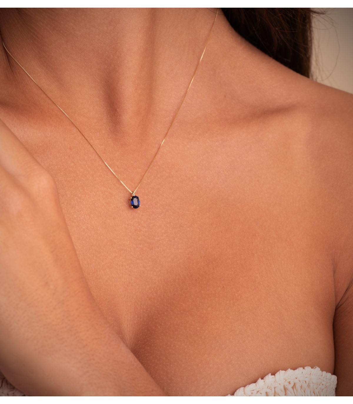 Collier pour femme Nora Or Jaune 18K Saphir Oval