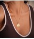 Colgante Medalla Virgen Covadonga Oro Amarillo 18K 22 mm joya personalizada grabado inscripcion