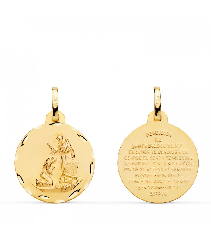 Medaglia preghiera San Francesco d'Assisi oro 18kt 18mm
