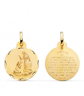 Bendición  San Francisco Oro 18K 20mm, medallas de oro religiosas.
