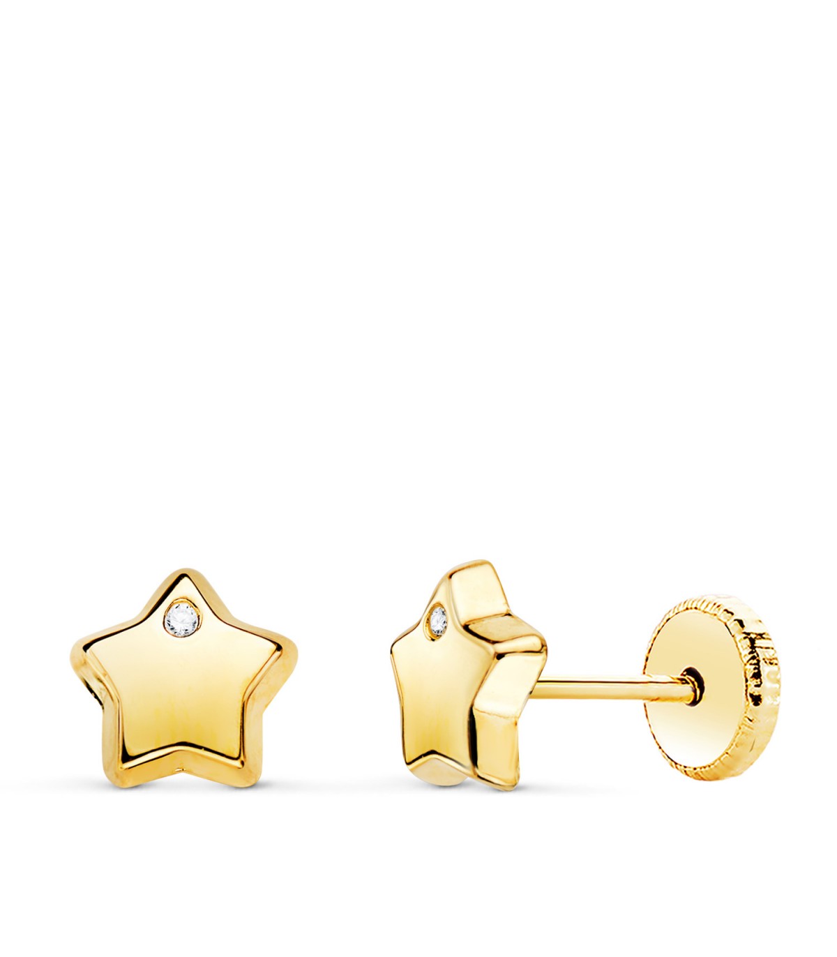 Stern Ohrstecker aus 18K Gelbgold 6,5 mm - Goldohrringe für Mädchen