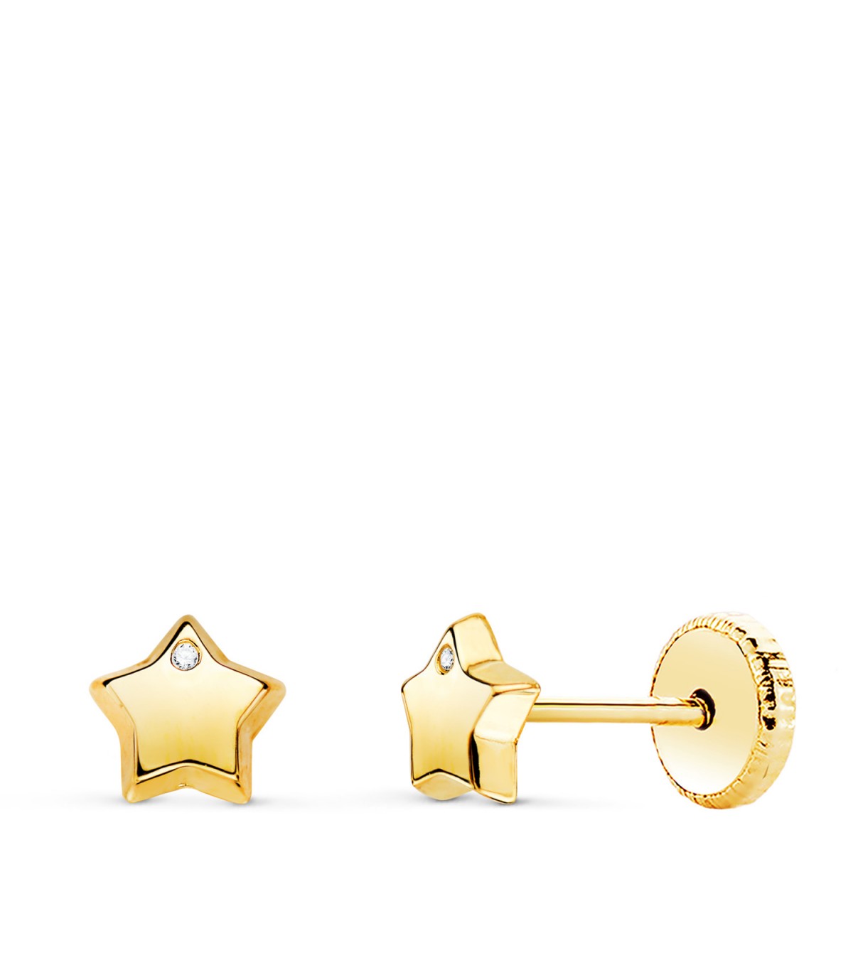 Pendientes Stella Oro amarillo 18 K 5,5 mm, pendientes de niña con forma de estrellas.