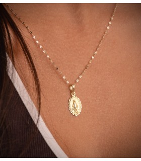 Cadena de oro para mujer, tipo Flor Martillada 1.5 mm 50 cm - Oro 18 kilates