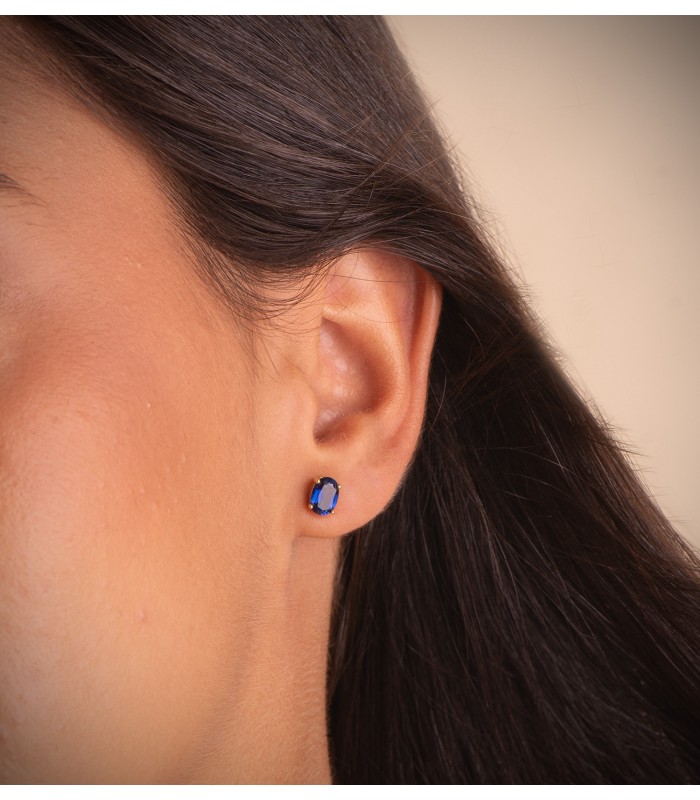 Boucles d'oreilles pour femme Nora Or Jaune 18K Saphir Oval