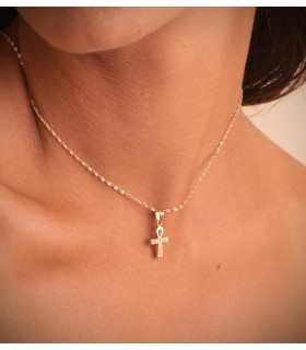 Colgante Cruz Egipcia Oro 18K 14mm. Símbolos egipcios, cruz de la vida.
