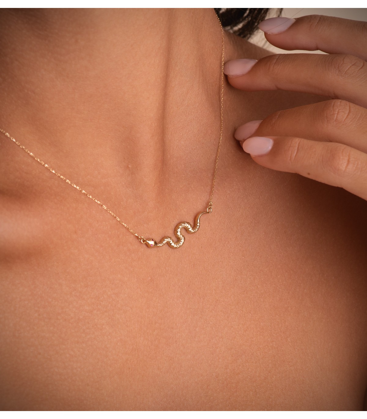 Collier femme Or 18K Serpent, bijoux en ligne pour femme.