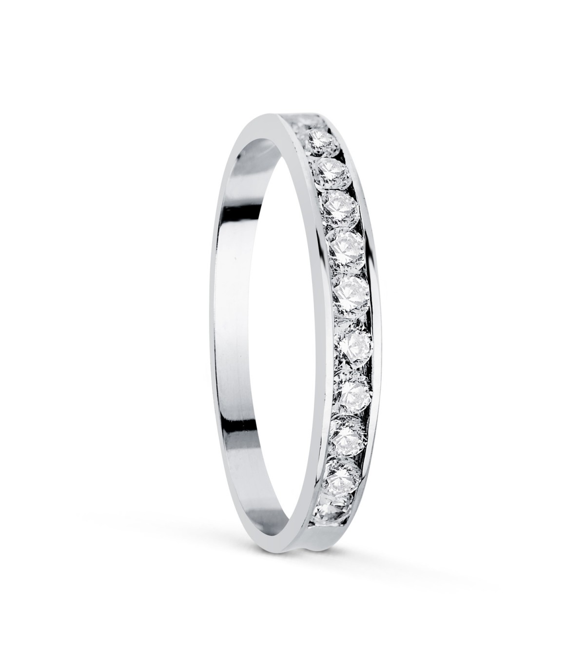 Fede nuziale in oro bianco 18 carati. Anello di matrimonio donna. Alda Joyeros.