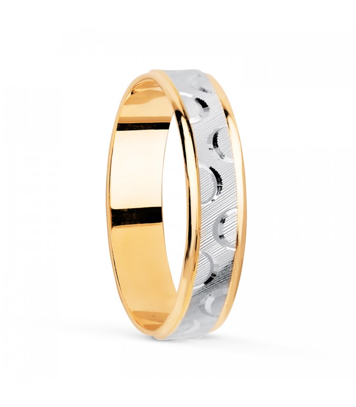 Fede nuziale Gangi 4 mm Oro 18Kt bicolore.