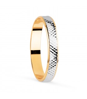 Fede nuziale 3 mm oro 18 carati bicolore. Fede nuziale donna. Gioielleria online.