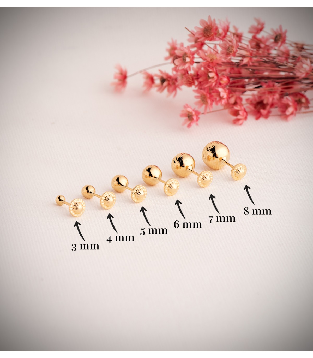 Pendientes oro amarillo Annunziata bola tallada 5 mm 18 Ktes