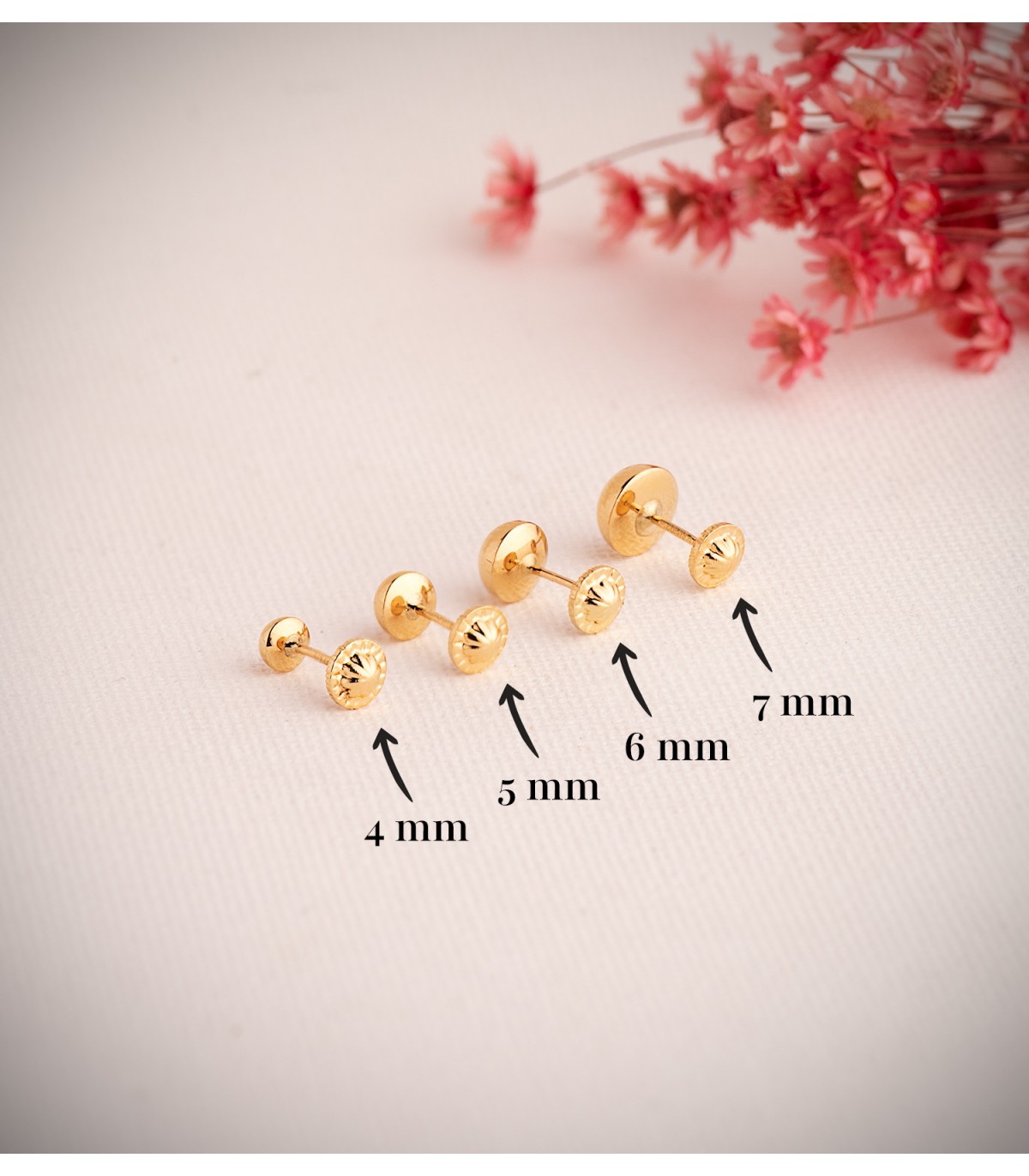 Clous d'oreilles or jaune Esther 7 mm 18 Carats