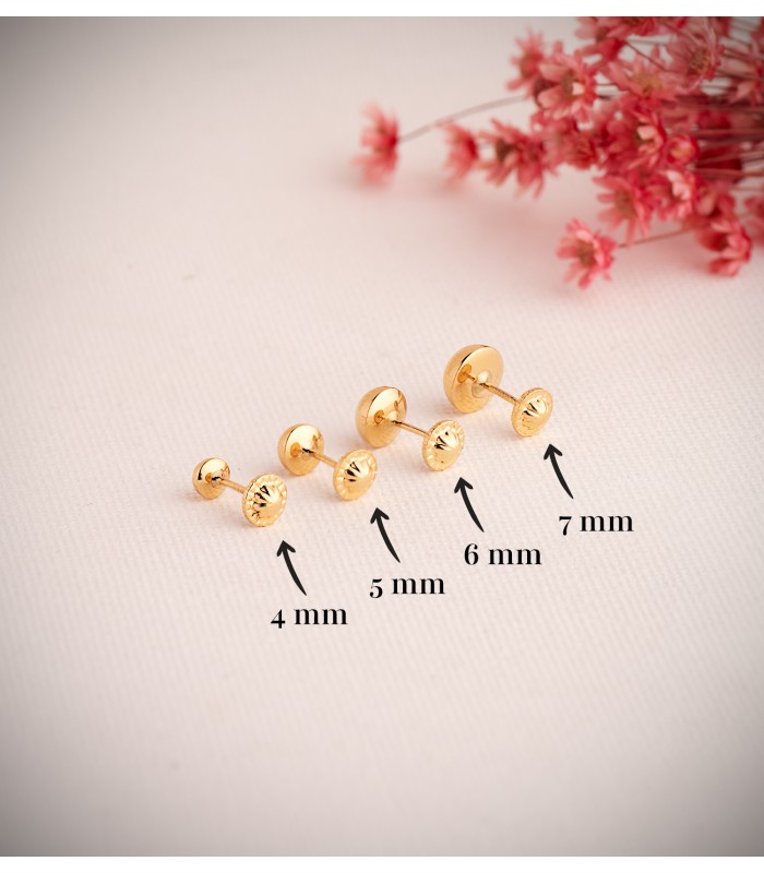 Halbkugel Ohrstecker - Ohrringe, rund, glänzend, 5 mm, 18K Gelbgold | DAMEN / KINDER N7003-5AT