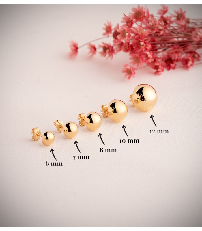Ohrstecker Ohrringe, Halbkugel, rund, glänzend, 6 mm, 18K Gelbgold | N7003-6AP DAMEN