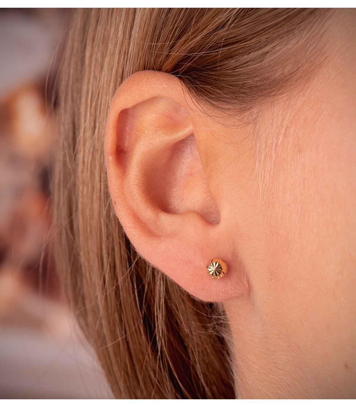 Pendientes oro amarillo Annunziata bola tallada 5 mm 18 Ktes