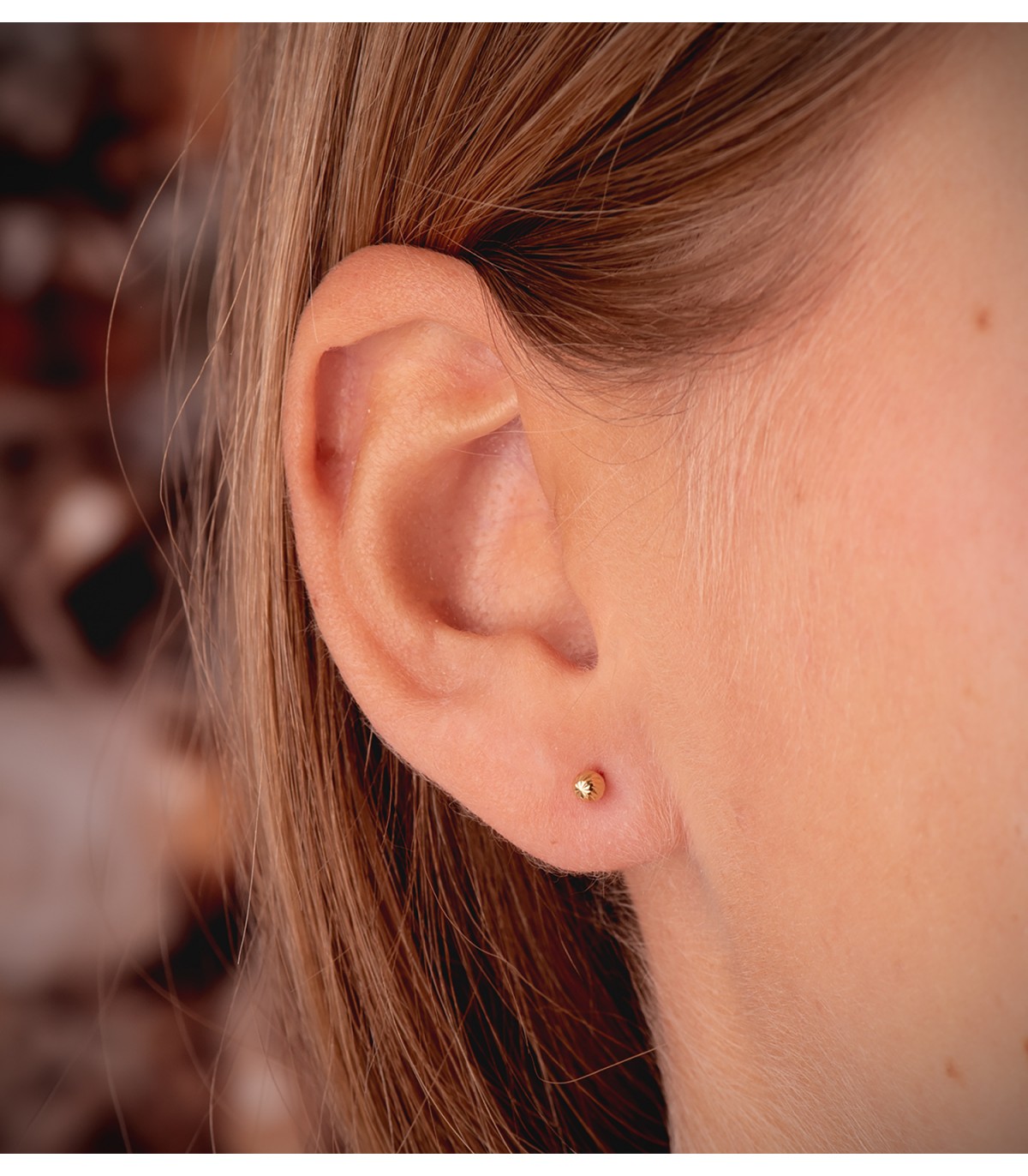 Pendientes oro amarillo Annunziata bola tallada 3 mm 18 Ktes