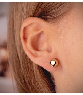Ohrstecker Ohrringe, Halbkugel, rund, glänzend, 8 mm, 18K Gelbgold | N7003-8AP DAMEN