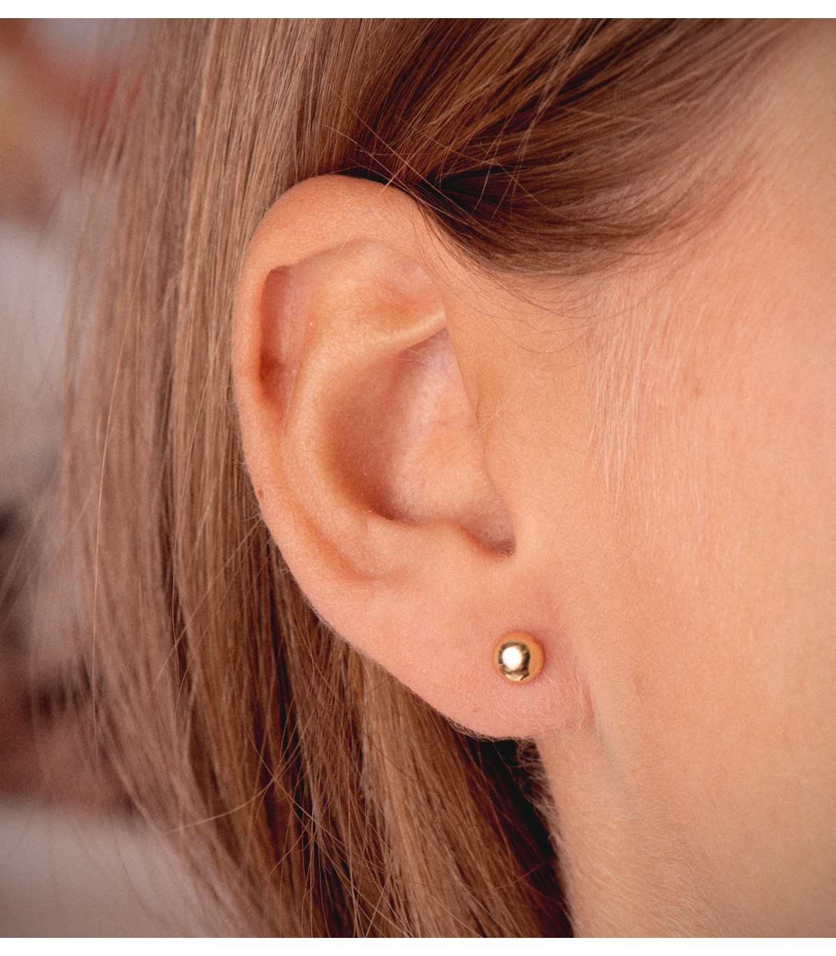 Halbkugel Ohrstecker - Ohrringe, rund, glänzend, 5 mm, 18K Gelbgold | DAMEN / KINDER N7003-5AT