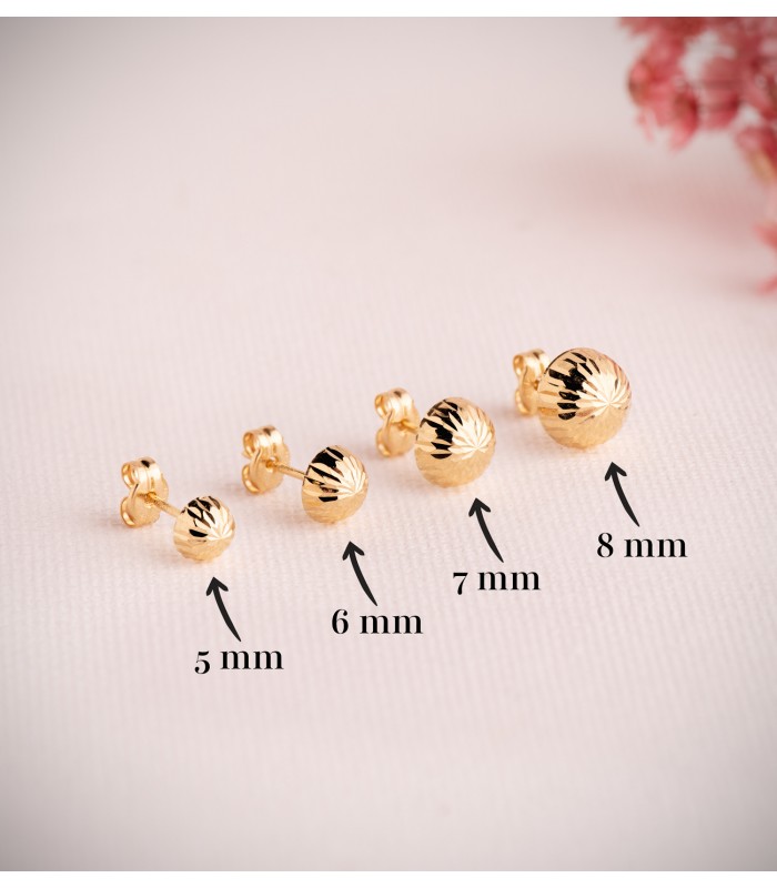 Pendientes Aitana bola tallada 6mm oro 18k