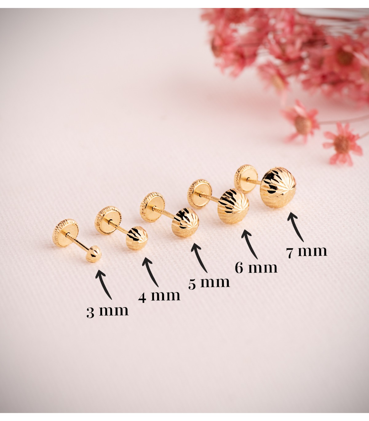 Clous, puces et boucles d'oreilles sphère or 750 Annunzia 4 mm, bijoux nouveau nées