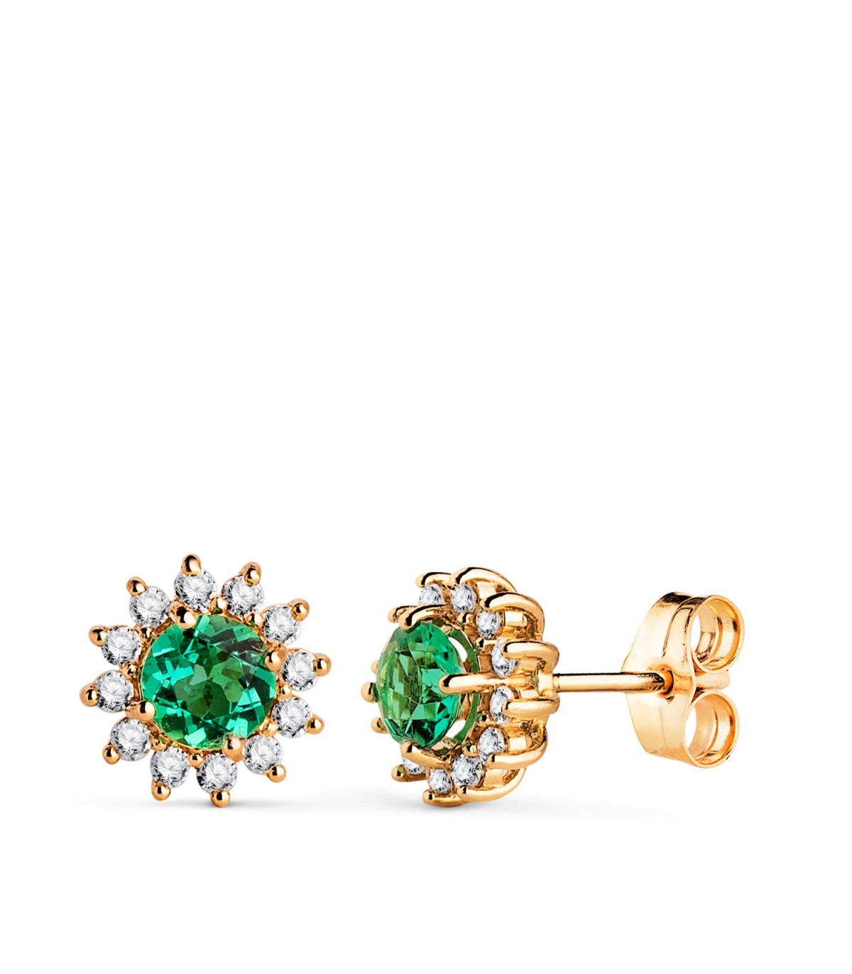 Boucles d'oreilles Idril Diamants et Émeraude Or 18K, pour mariage femme
