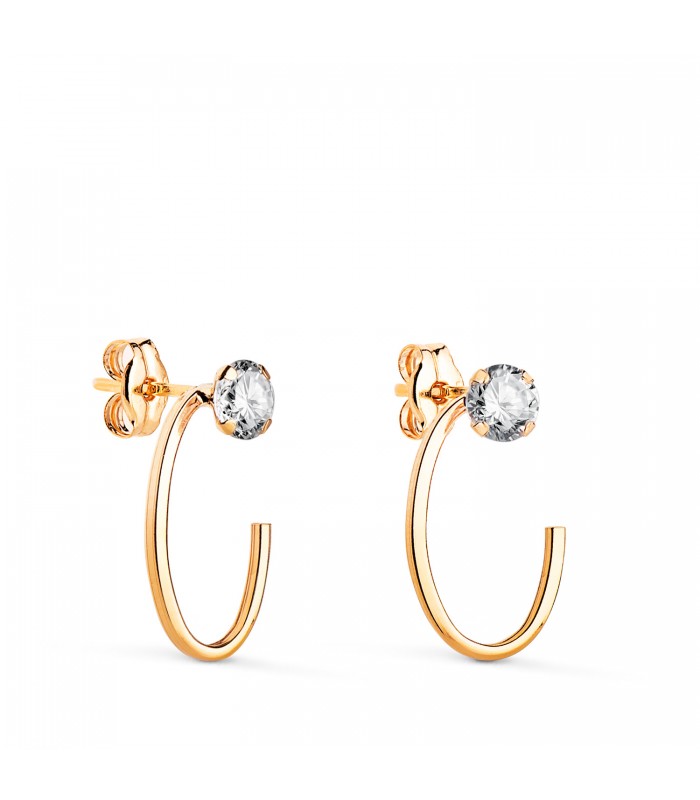 Pendientes oro mujer Daniela 18 Kilates, aros ovales con circonitas.